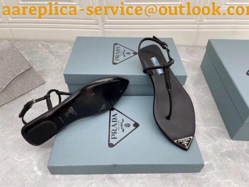 Replica Prada Thong Sandals In Black Brushed Leather 8