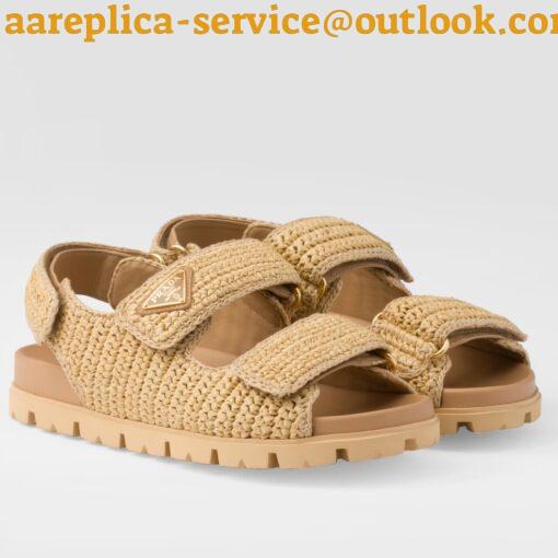 Replica Prada Women’s Crochet Sandals in Natural Raffia