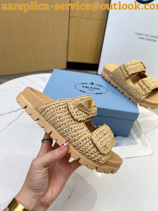 Replica Prada Women’s Crochet Sandals in Natural Raffia 7