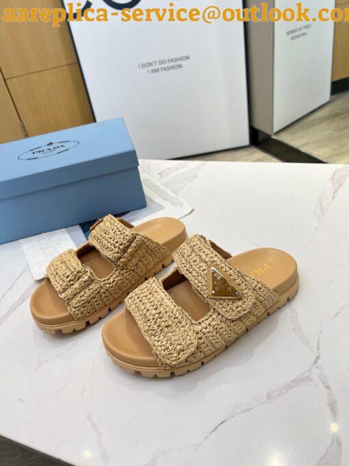 Replica Prada Women’s Crochet Sandals in Natural Raffia 8