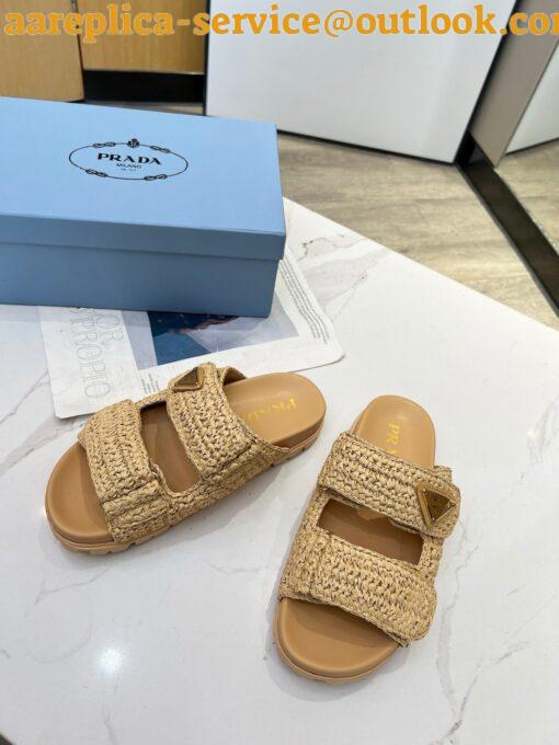 Replica Prada Women’s Crochet Sandals in Natural Raffia 9