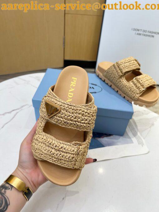 Replica Prada Women’s Crochet Sandals in Natural Raffia 10