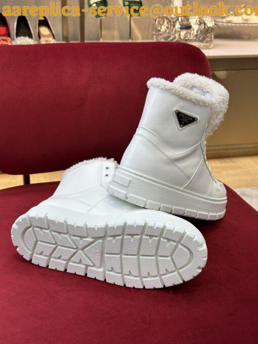 Replica Prada Women’s High-top Sneakers in Leather and Shearling 4