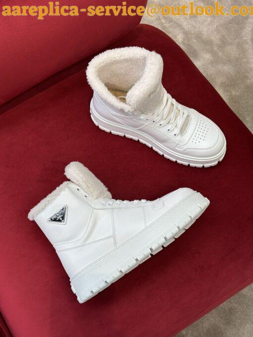 Replica Prada Women’s High-top Sneakers in Leather and Shearling 6