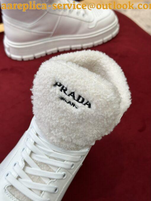 Replica Prada Women’s High-top Sneakers in Leather and Shearling 9