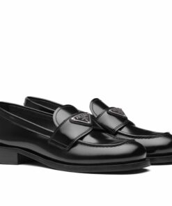 Replica Prada Women’s Loafers In Black Unlined Brushed Leather