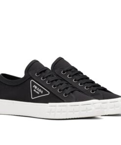 Replica Prada Women’s Low-top Sneakers In Black Gabardine Fabric