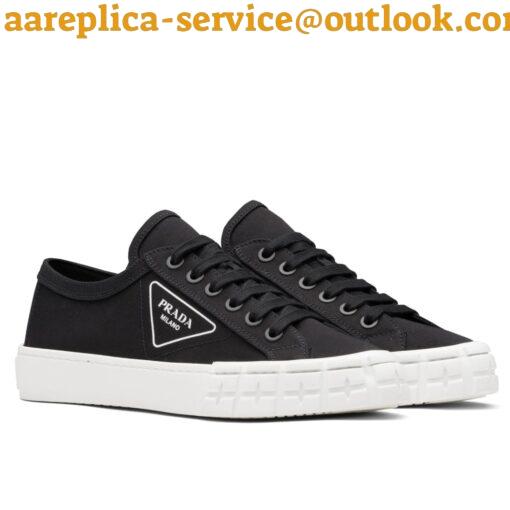 Replica Prada Women’s Low-top Sneakers In Black Gabardine Fabric