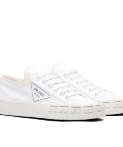 Replica Prada Women’s Low-top Sneakers In White Gabardine Fabric