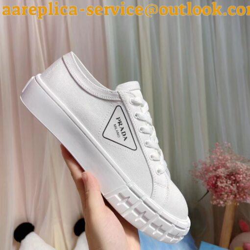 Replica Prada Women’s Low-top Sneakers In White Gabardine Fabric 6