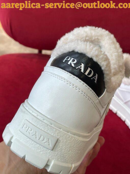 Replica Prada Women’s Low-top Sneakers in Leather and Shearling 3