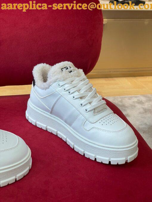 Replica Prada Women’s Low-top Sneakers in Leather and Shearling 6