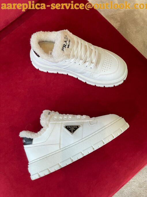 Replica Prada Women’s Low-top Sneakers in Leather and Shearling 8