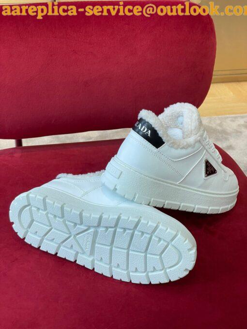 Replica Prada Women’s Low-top Sneakers in Leather and Shearling 10