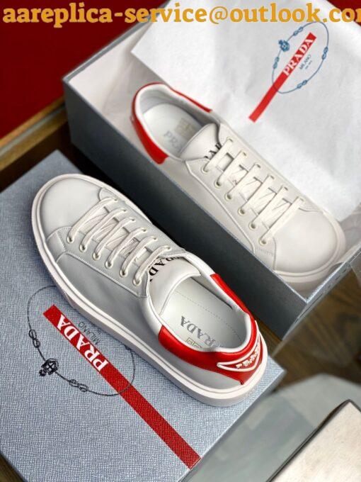 Replica Prada Women’s Macro Sneakers In White and Red Leather 9