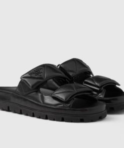 Replica Prada Women’s Sandals in Black Padded Nappa Leather