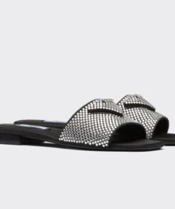 Replica Prada Women’s Satin Slides With Crystals