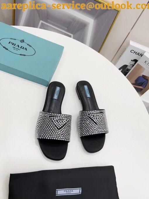 Replica Prada Women’s Satin Slides With Crystals 6