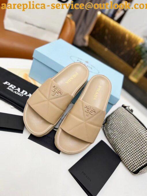 Replica Prada Women’s Slides In Beige Quilted Nappa Leather 3