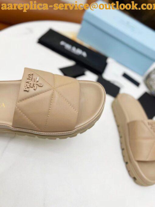 Replica Prada Women’s Slides In Beige Quilted Nappa Leather 7