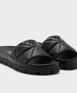 Replica Prada Women’s Slides In Black Quilted Nappa Leather