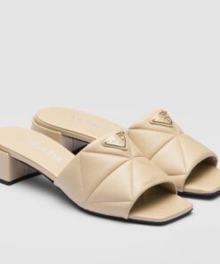 Replica Prada Women’s Slides Sandals 35mm in Beige Nappa Leather 2