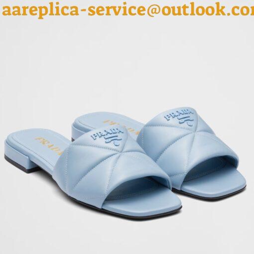 Replica Prada Women’s Slides Sandals In Light Blue Nappa Leather 2