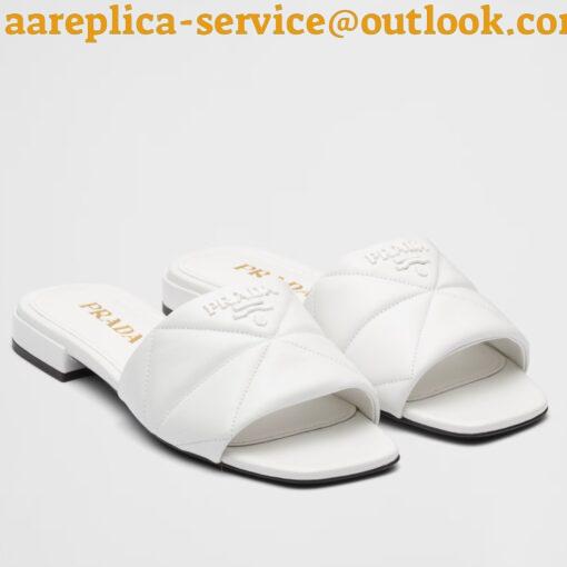 Replica Prada Women’s Slides Sandals In White Nappa Leather