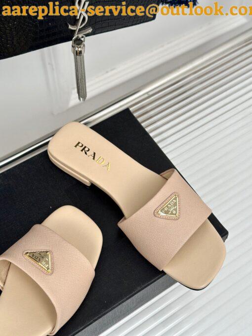 Replica Prada Women’s Slides in Beige Saffiano Leather 17