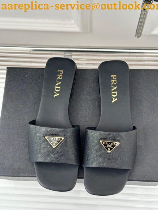 Replica Prada Women’s Slides in Black Saffiano Leather 5