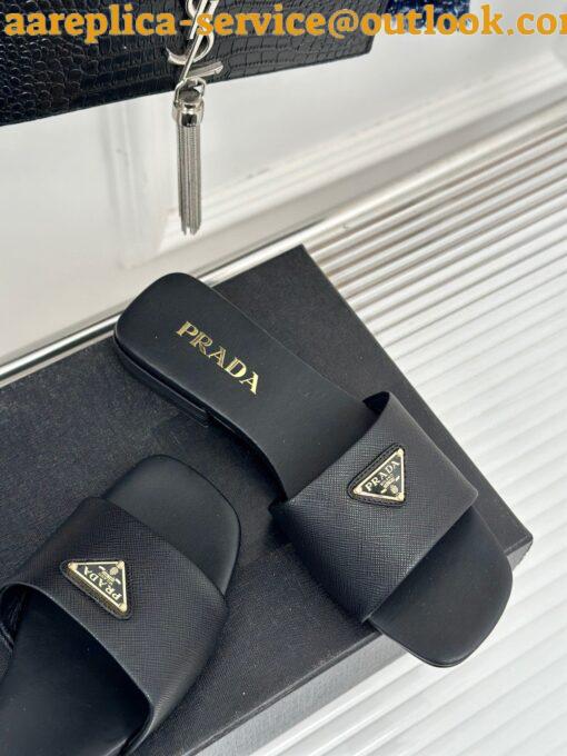 Replica Prada Women’s Slides in Black Saffiano Leather 7