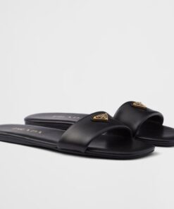 Replica Prada Women’s Slides in Black Smooth Leather