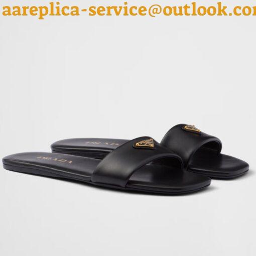 Replica Prada Women’s Slides in Black Smooth Leather