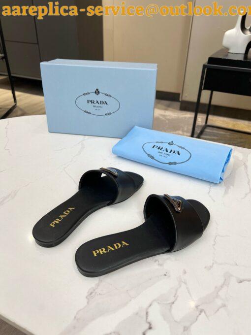 Replica Prada Women’s Slides in Black Smooth Leather 6