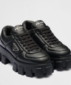 Replica Prada Women’s Sneakers in Black Padded Nappa Leather