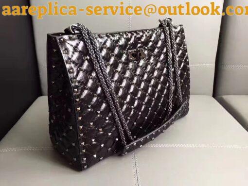 Replica Valentino All Black Rockstud Spike Tote Bag 7