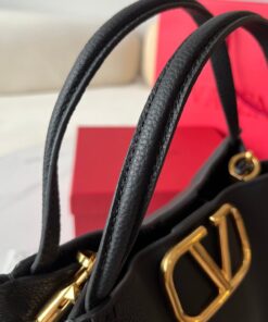 Replica Valentino Alltime Medium Bag in Black Grained Calfskin