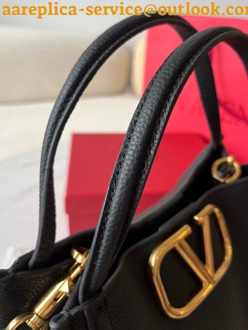 Replica Valentino Alltime Medium Bag in Black Grained Calfskin