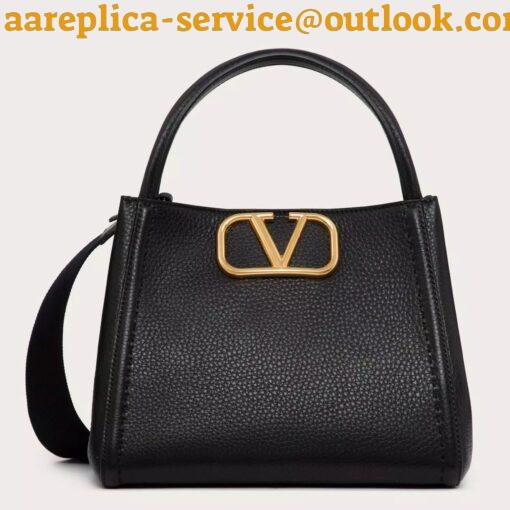 Replica Valentino Alltime Medium Bag in Black Grained Calfskin 3