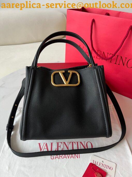 Replica Valentino Alltime Medium Bag in Black Grained Calfskin 8