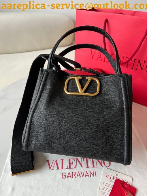 Replica Valentino Alltime Medium Bag in Black Grained Calfskin 10