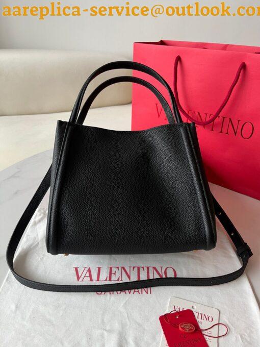 Replica Valentino Alltime Medium Bag in Black Grained Calfskin 11