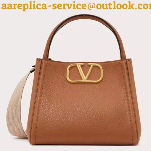 Replica Valentino Alltime Medium Bag in Brown Grained Calfskin 3