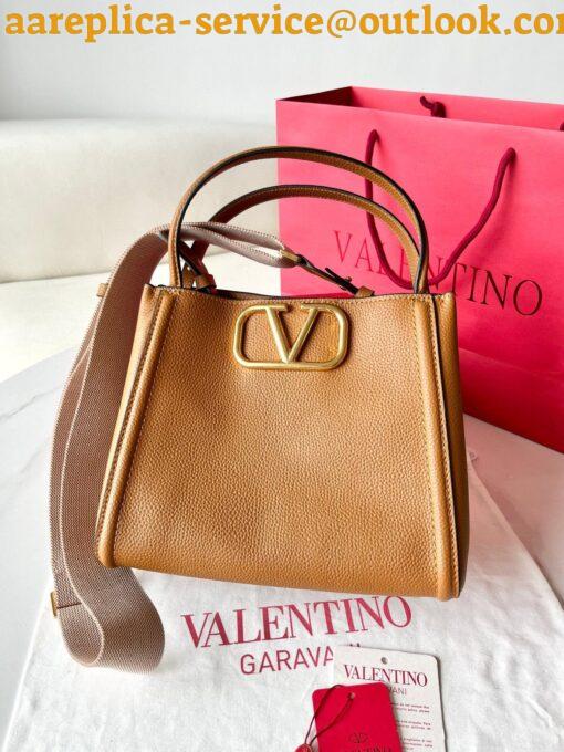 Replica Valentino Alltime Medium Bag in Brown Grained Calfskin 6