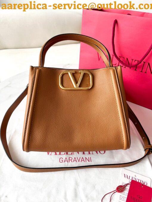 Replica Valentino Alltime Medium Bag in Brown Grained Calfskin 9