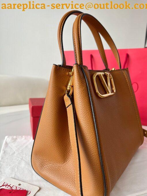 Replica Valentino Alltime Medium Bag in Brown Grained Calfskin 10