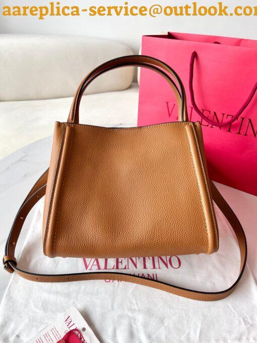 Replica Valentino Alltime Medium Bag in Brown Grained Calfskin 11