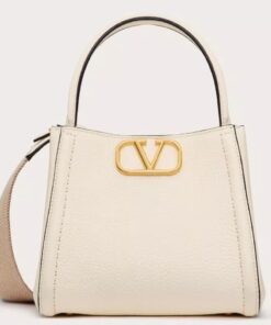 Replica Valentino Alltime Medium Bag in White Grained Calfskin