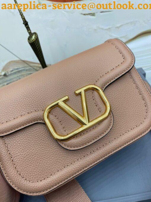 Replica Valentino Alltime Shoulder Bag in Beige Grained Leather 4