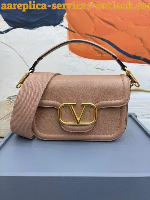 Replica Valentino Alltime Shoulder Bag in Beige Grained Leather 7